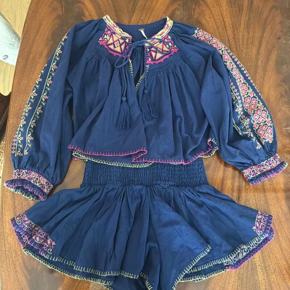 Free People Matching Blue Set XS